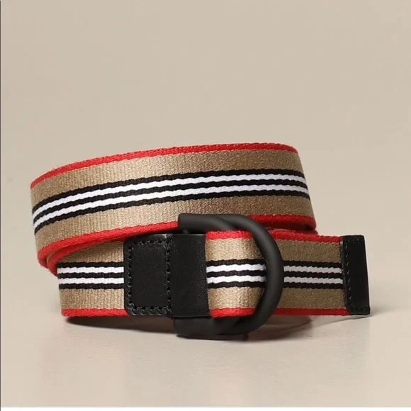 BURBERRY icon stripe double d-ring belt